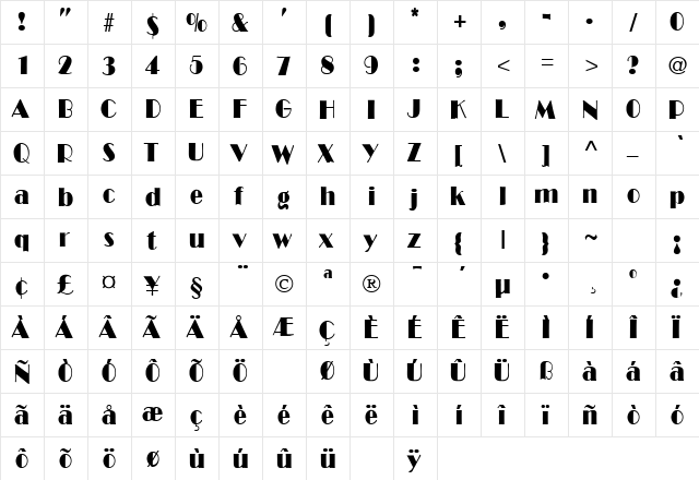 Fitzgerald Regular font glyphpreview