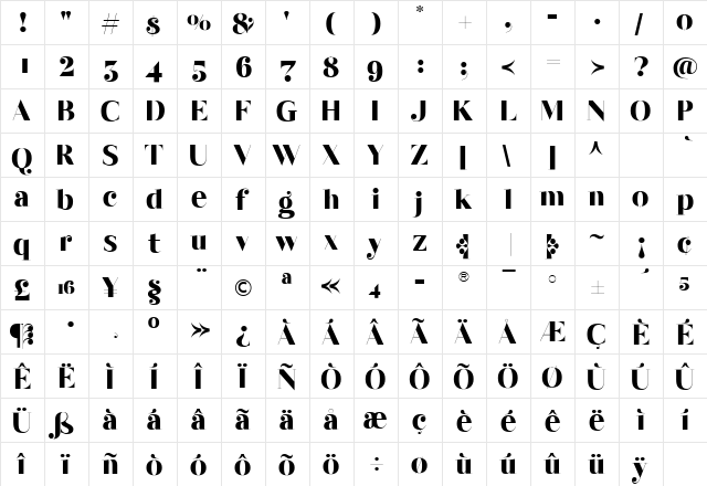 TFQueenDido Extrabold font glyphpreview
