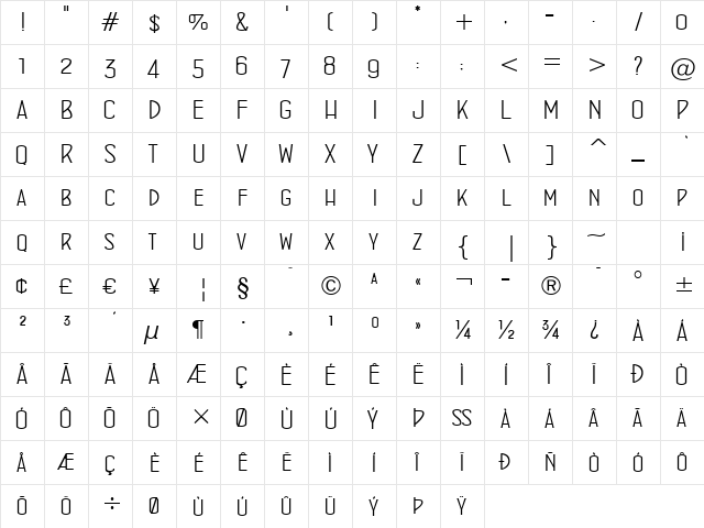 ConcursoItalian BTN Wide Regular font glyphpreview