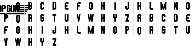 TOP GUN Regular font glyphpreview