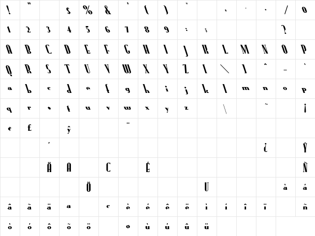 Fund Runk Lefty Regular font glyphpreview