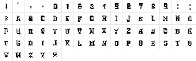 Academy Filled 3D Regular font glyphpreview