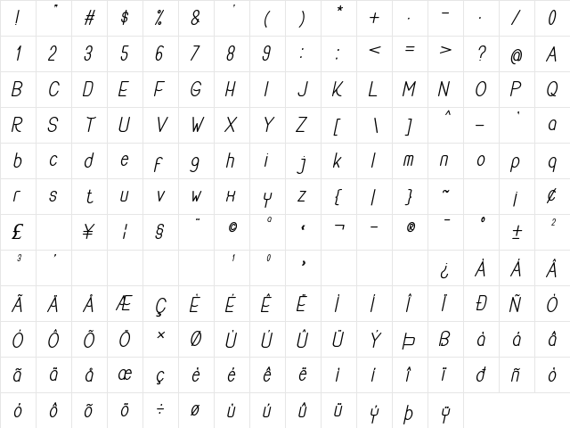 Buon Umore Bold Italic font glyphpreview