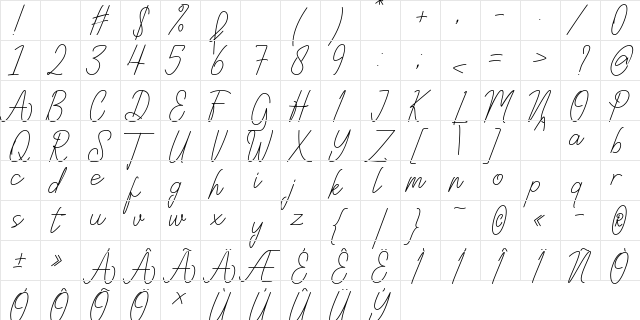 Qittuny Signature Regular font glyphpreview