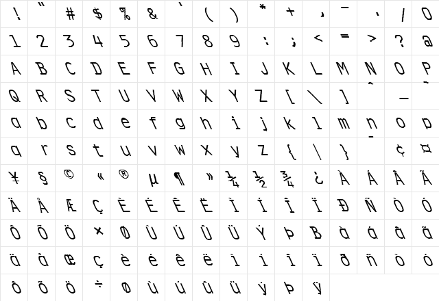 FZ DIGITAL 4 LEFTY Normal font glyphpreview