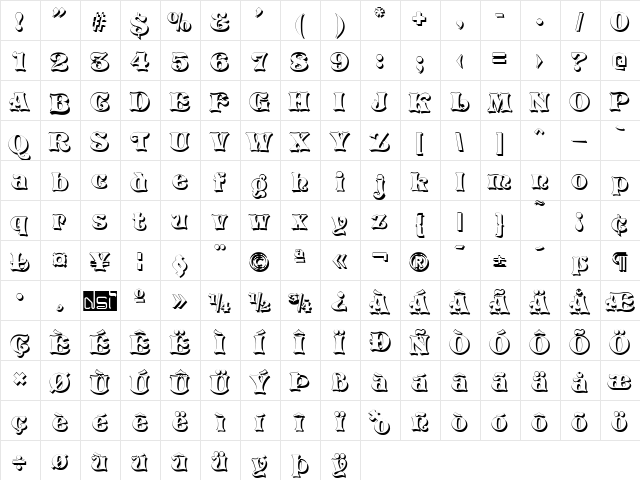 Vivian Shadow Regular font glyphpreview