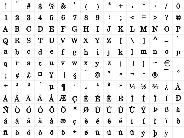 NewBostonWide Bold font glyphpreview