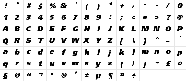 AGForeignerUltraBlackC Italic font glyphpreview