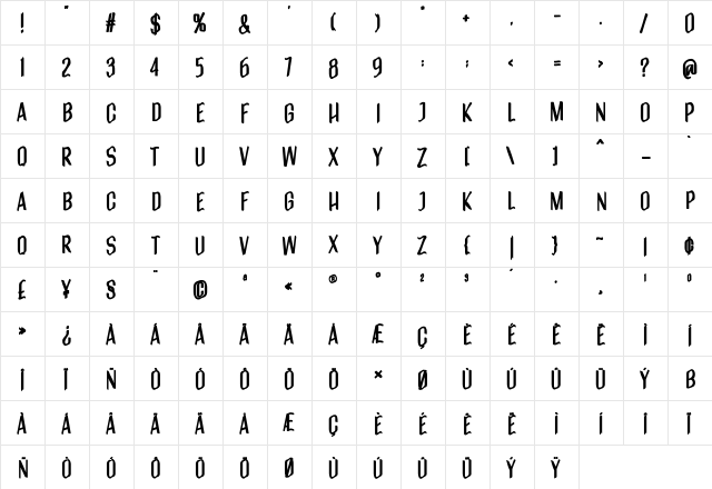 Distortion Regular font glyphpreview