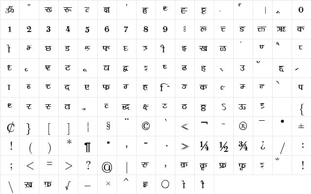 Shusha02 Normal font glyphpreview