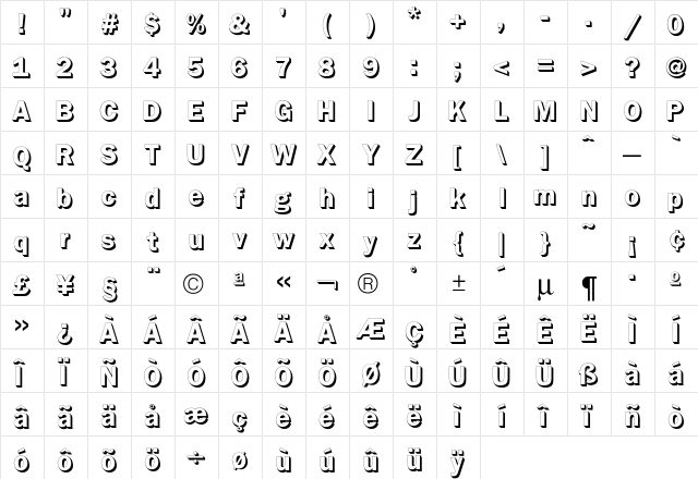 Franklin OutlineShadow font glyphpreview