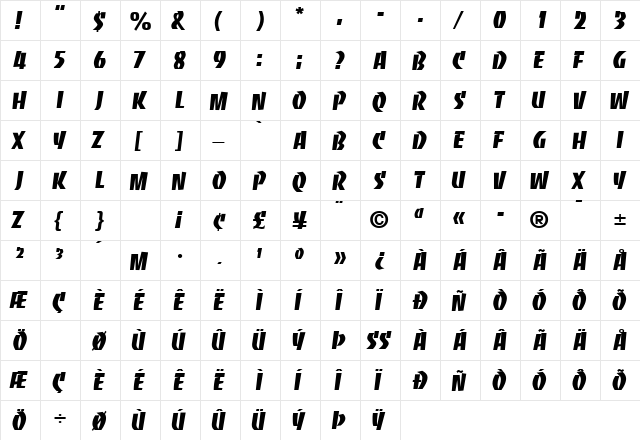 KickStartCapsSSK Regular font glyphpreview