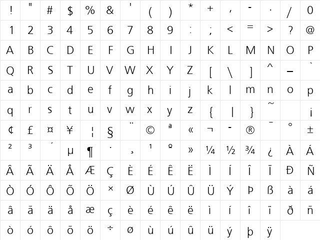 FrontPageLH Regular font glyphpreview