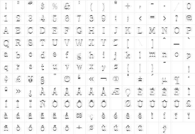 Clearface Outline Regular font glyphpreview