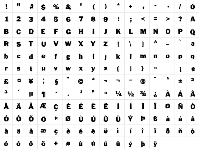 FZ BASIC 56 SPIKED Normal font glyphpreview