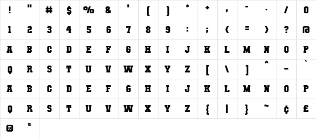 Mutant Academy BB Regular font glyphpreview
