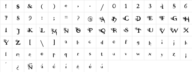 Dilana Experimentype Regular font glyphpreview