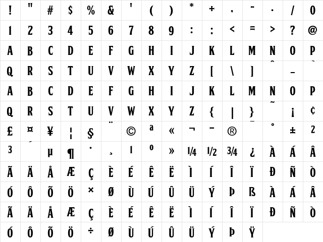 FTY SKORZHEN NCV Regular font glyphpreview