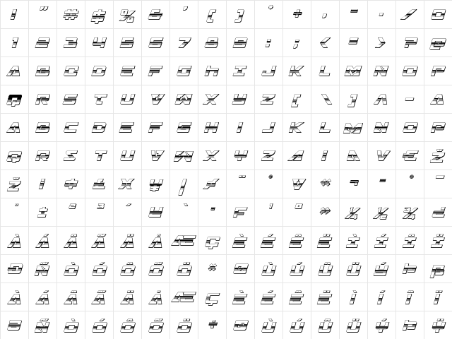 Trans-America Platinum Italic Italic font glyphpreview