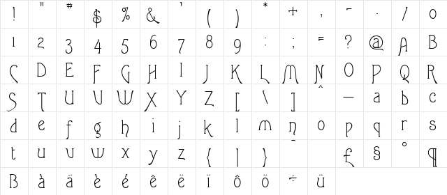 Art Gothic Normal font glyphpreview