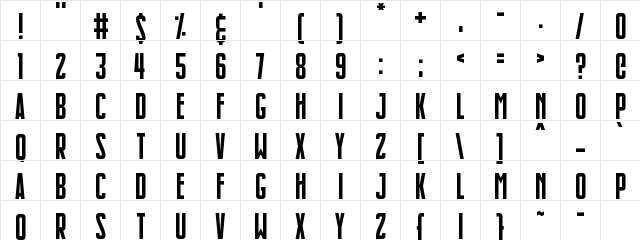 Slimlines Regular font glyphpreview