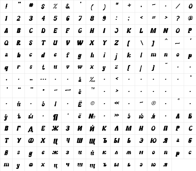 FreeStyleCyr Bold Italic font glyphpreview