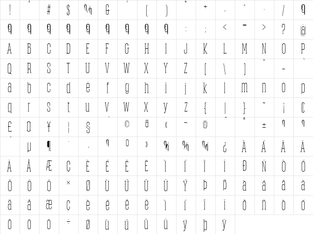 Obcecada Serif Regular font glyphpreview