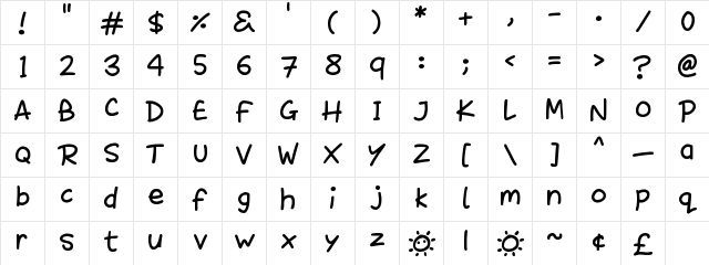 Sunshiny Regular font glyphpreview