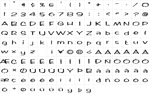 FZ WACKY 60 EX Normal font glyphpreview