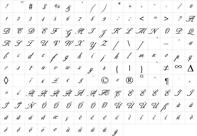 Script-B690 Bold font glyphpreview