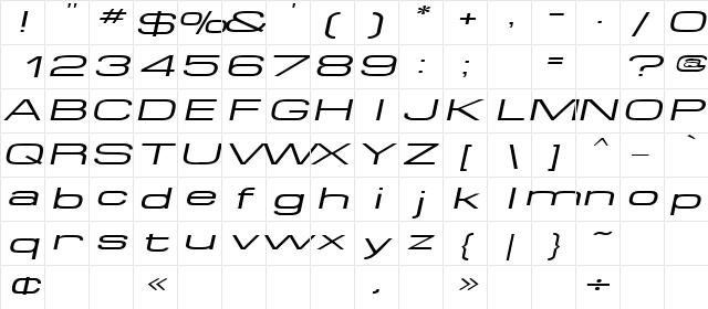 SpaceOutExtended Italic font glyphpreview