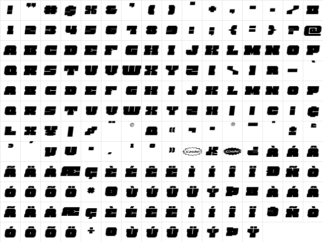 Kittrick Expanded Semi-Italic Expanded Semi-Italic font glyphpreview