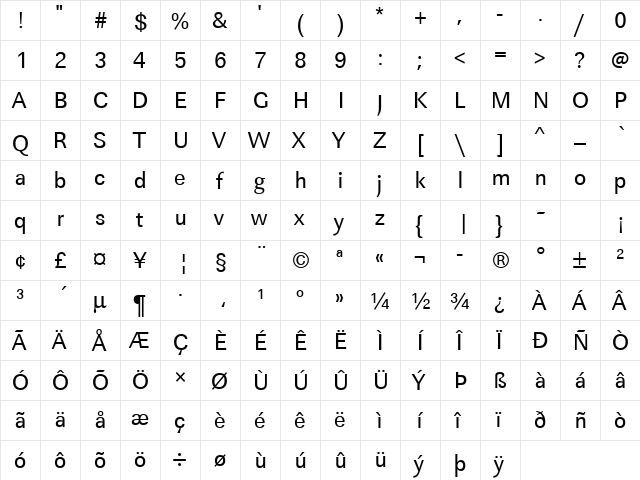 URWLinearTNar Regular font glyphpreview