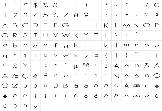Micro Regular font glyphpreview