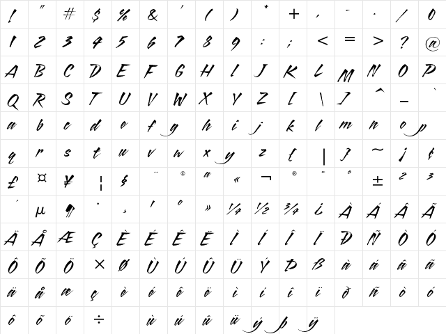 Blaze ITC Italic font glyphpreview