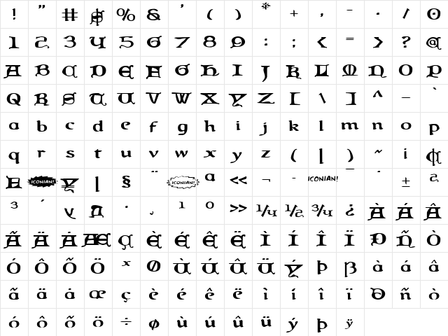 Queen & Country Expanded Expanded font glyphpreview