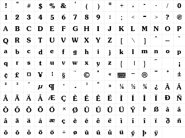 SoutaneExtrabold Regular font glyphpreview