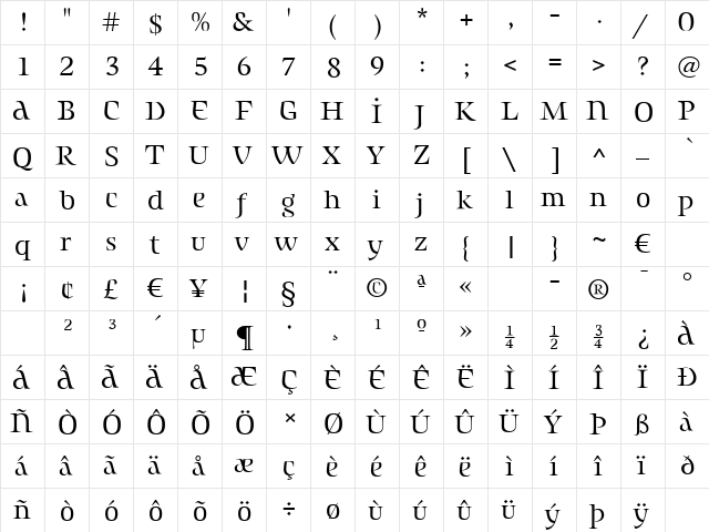 Amulet Regular font glyphpreview
