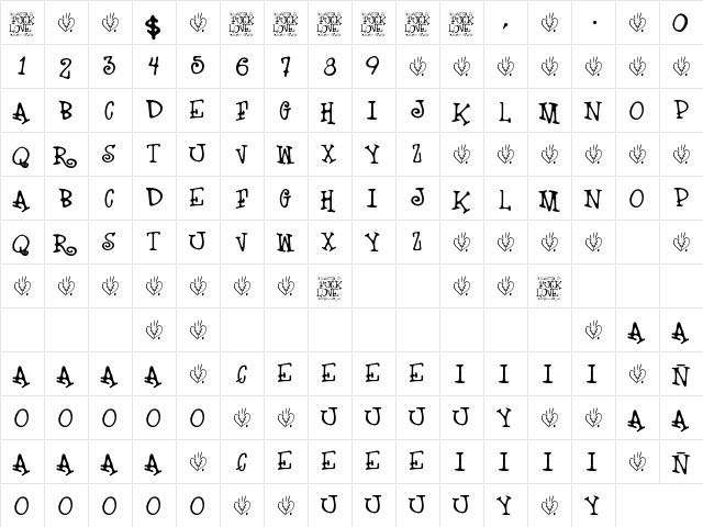 Fuck Love Regular font glyphpreview