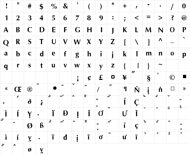 VNI Aptima Bold font glyphpreview