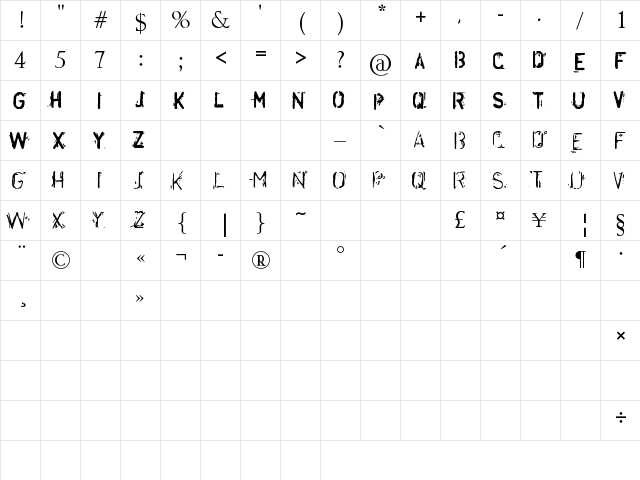 DisorderedBold Regular font glyphpreview