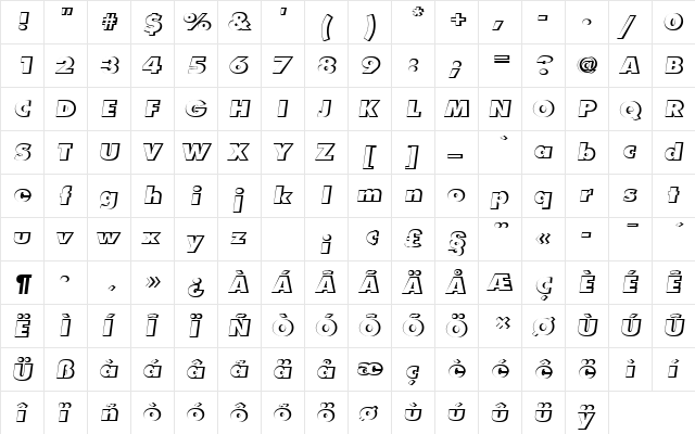 FuturaTExtBolOblRe1 Regular font glyphpreview