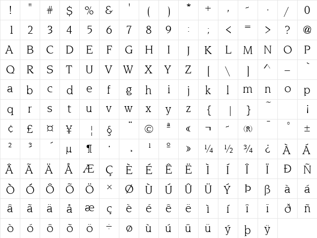 Navarro Regular font glyphpreview