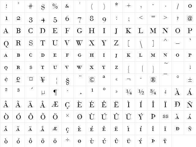 EuroBodSCDReg Regular font glyphpreview