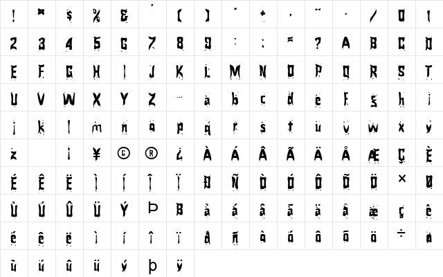 FZ WARPED 24 Normal font glyphpreview