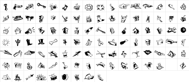 Mini Pics Art Jam Regular font glyphpreview