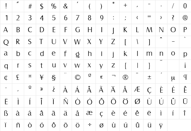 Salzburg-Serial-Light Regular font glyphpreview