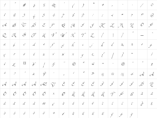 Christophs Quill ITC Std Regular font glyphpreview