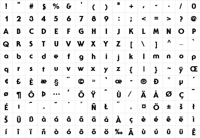 SerifGothic-Heavy Regular font glyphpreview