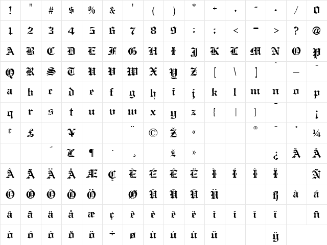 Antique Black Normal font glyphpreview